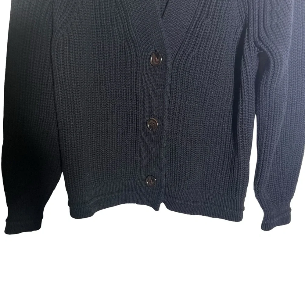 Everlane Black The Texture Cotton Chunky Rib Knit Cardigan Small - Picture 4 of 8